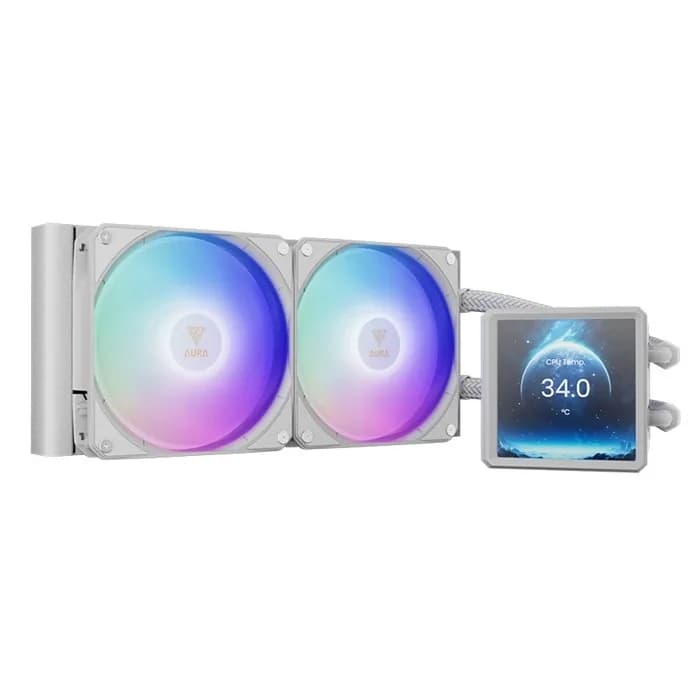 فن خنک کننده مایع پردازنده گیم دیاس مدل AURA GL240 LCD ARGB WHITE | عماد رایان فن خنک کننده مایع پردازنده گیم دیاس مدل AURA GL240 LCD ARGB WHITE
