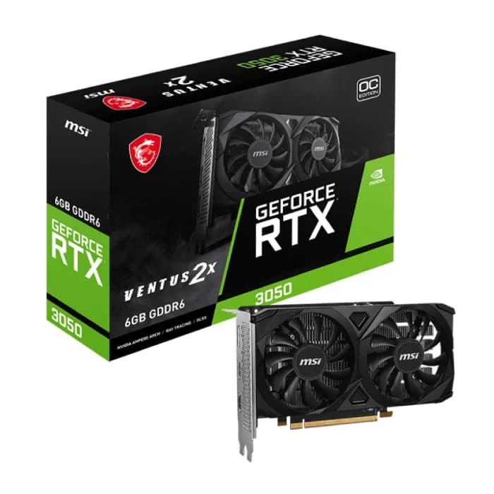 کارت گرافیک ام اس آی GeForce RTX 3050 VENTUS 2X E 6G OC | عماد رایان کارت گرافیک ام اس آی GeForce RTX 3050 VENTUS 2X E 6G OC