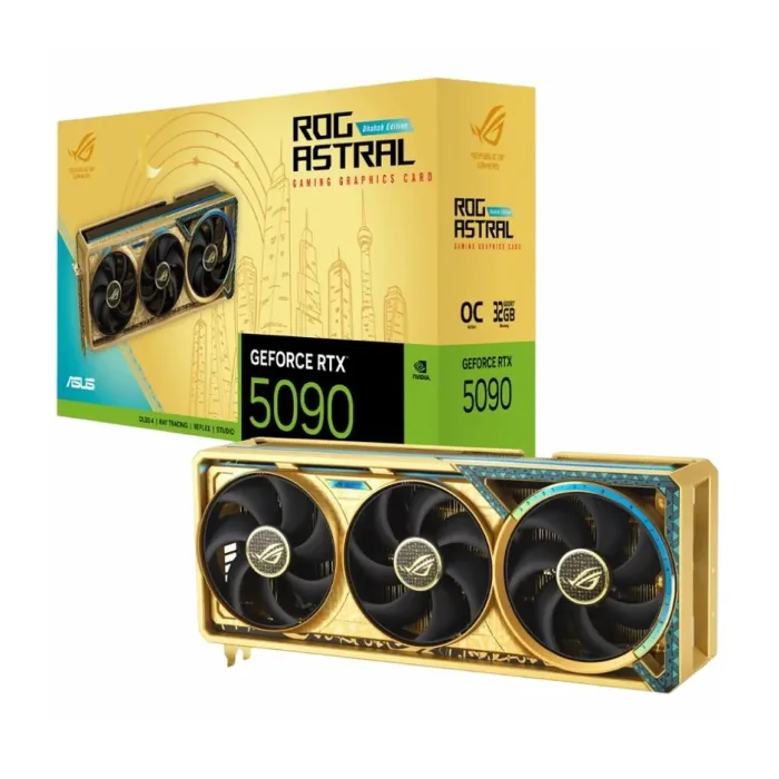 کارت گرافیک ایسوس ROG Astral GeForce RTX 5090 Dhahab OC Edition 32GB GDDR7 — | عماد رایان کارت گرافیک ایسوس ROG Astral GeForce RTX 5090 Dhahab OC Edition 32GB GDDR7 —