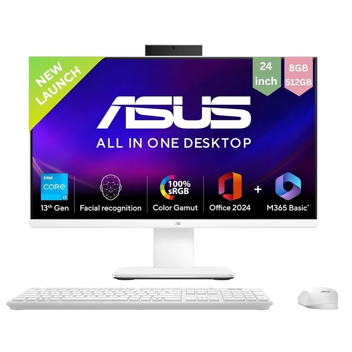 کامپیوتر آل این وان 23.8 اینچ ایسوس مدل AiO V440 پردازنده Core 3 100U رم 8GB حافظه 512GB SSD گرافیک Intel — سفید | عماد رایان کامپیوتر آل این وان 23.8 اینچ ایسوس مدل AiO V440 پردازنده Core 3 100U رم 8GB حافظه 512GB SSD گرافیک Intel — سفید